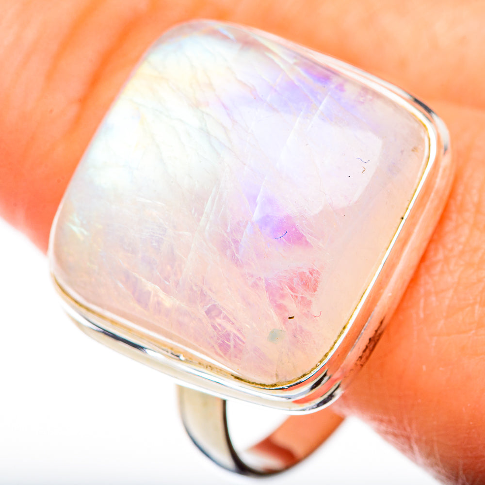 Rainbow Moonstone Rings handcrafted by Anasilvercos - RING126666