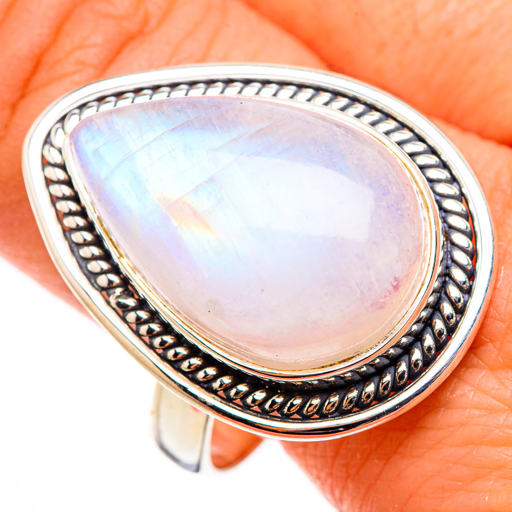 Rainbow Moonstone Rings handcrafted by Anasilvercos - RING126667