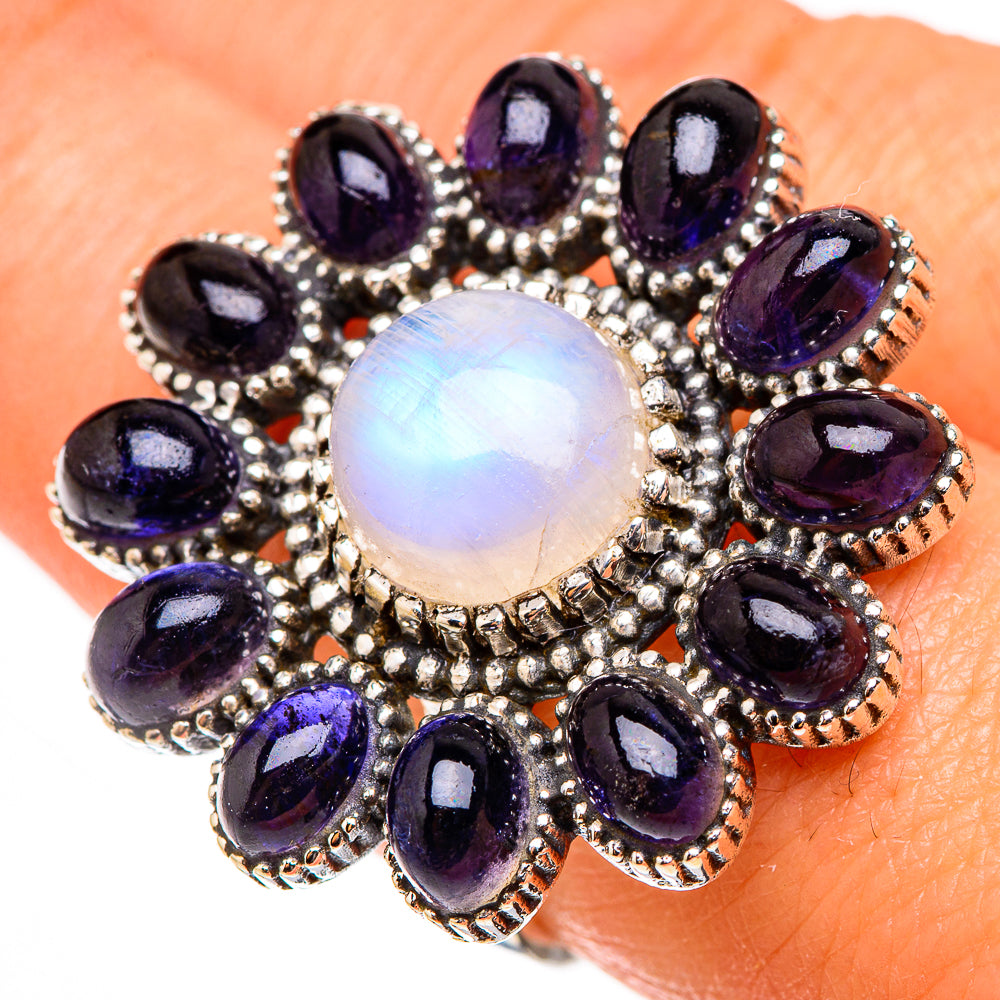 Rainbow Moonstone Rings handcrafted by Anasilvercos - RING126682