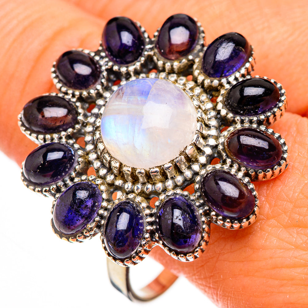 Rainbow Moonstone Rings handcrafted by Anasilvercos - RING126683