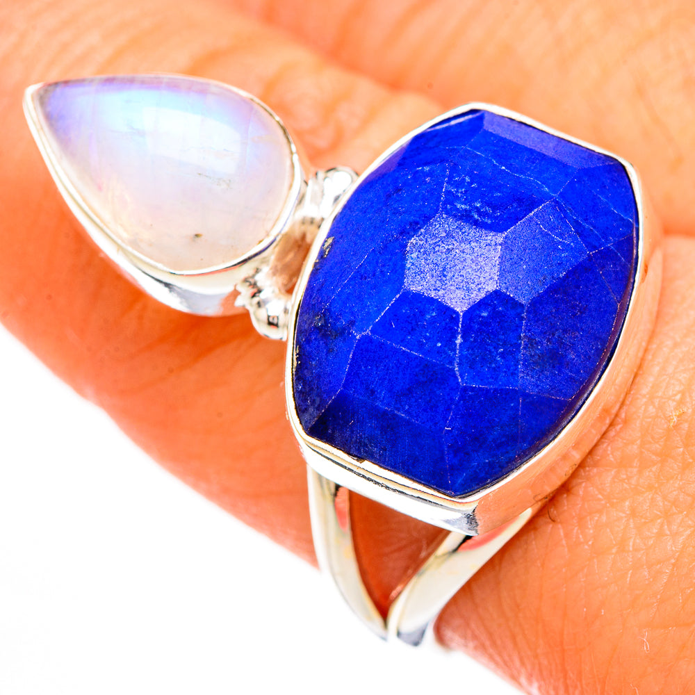 Lapis Lazuli, Rainbow Moonstone Rings handcrafted by Anasilvercos - RING126690
