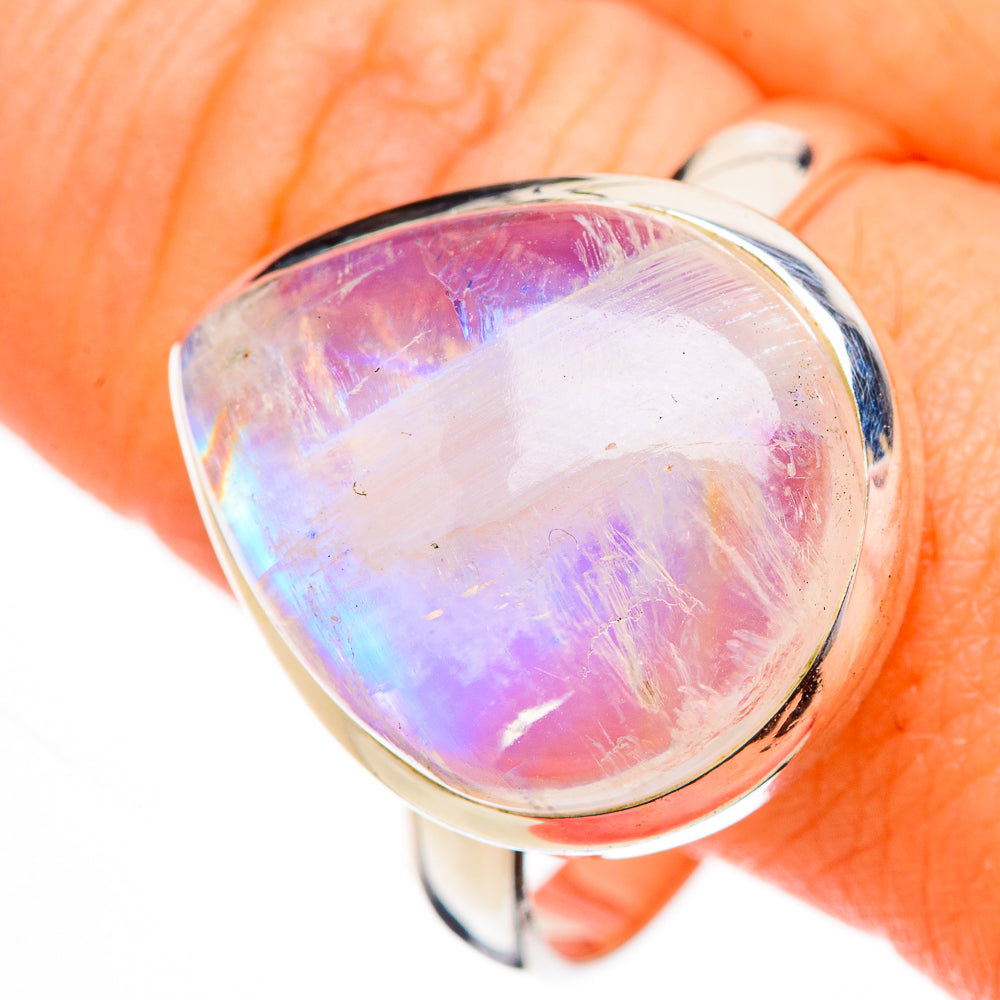 Rainbow Moonstone Rings handcrafted by Anasilvercos - RING126697