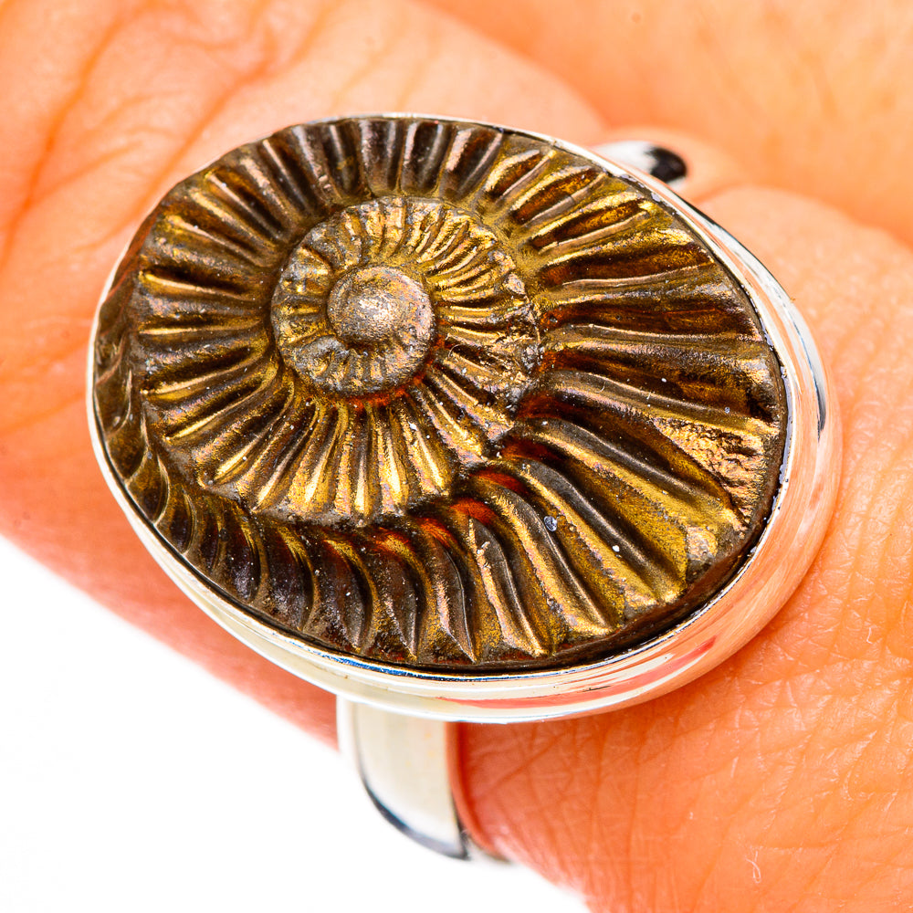 Pyrite Sea Shell Rings handcrafted by Anasilvercos - RING126699