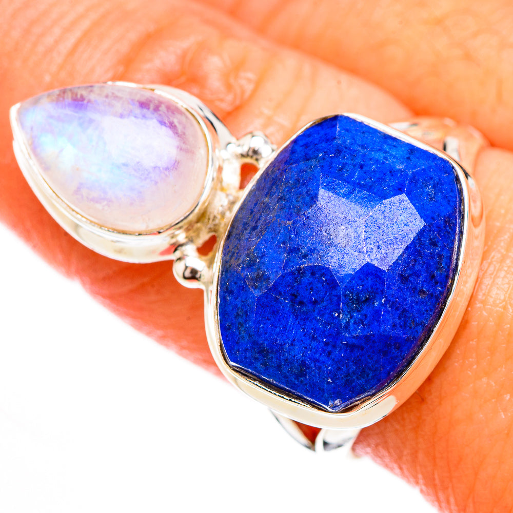 Lapis Lazuli, Rainbow Moonstone Rings handcrafted by Anasilvercos - RING126705