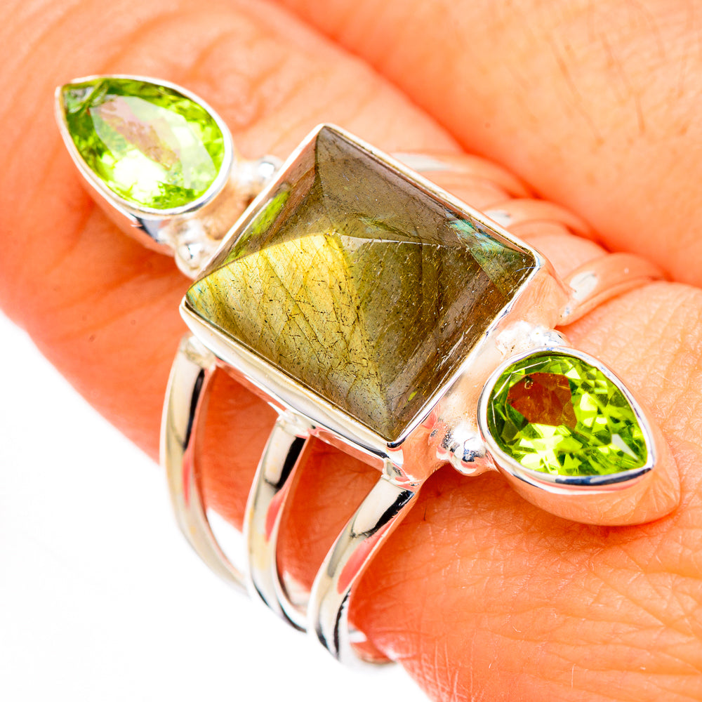 Labradorite, Peridot Rings handcrafted by Anasilvercos - RING126712