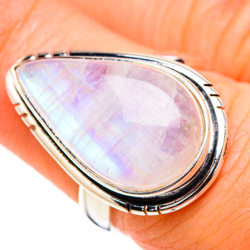 Rainbow Moonstone Rings handcrafted by Anasilvercos - RING126717