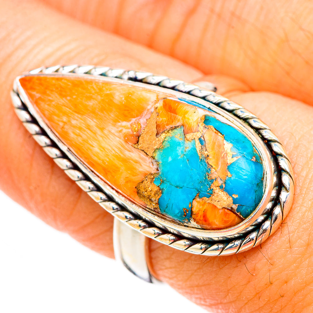 Spiny Oyster Turquoise Rings handcrafted by Anasilvercos - RING126721