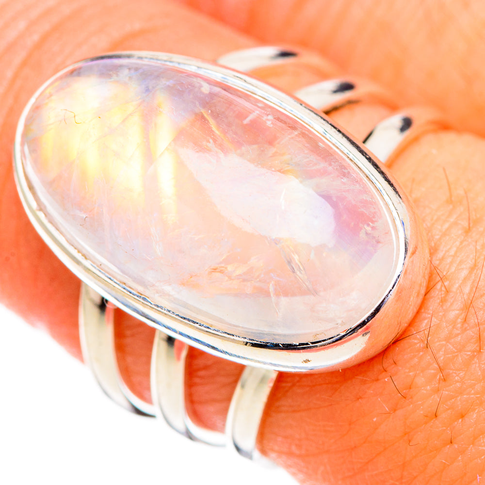 Rainbow Moonstone Rings handcrafted by Anasilvercos - RING126734