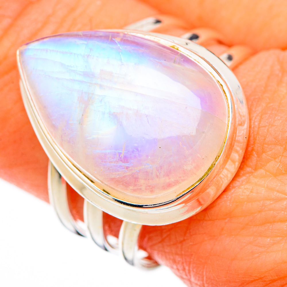 Rainbow Moonstone Rings handcrafted by Anasilvercos - RING126735