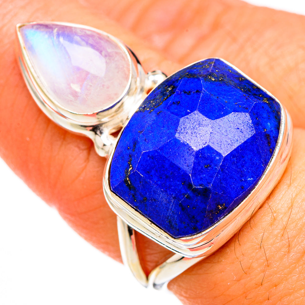Lapis Lazuli, Rainbow Moonstone Rings handcrafted by Anasilvercos - RING126742