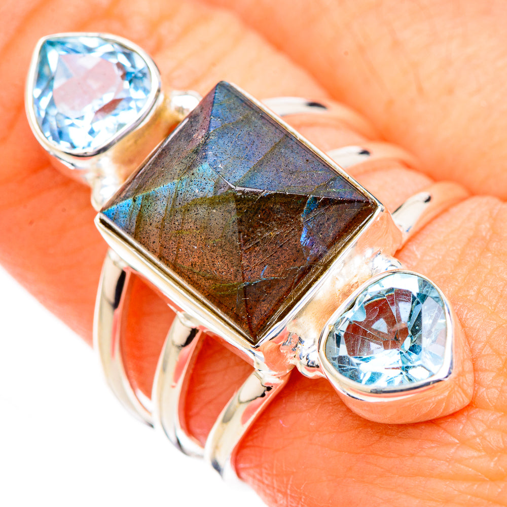 Labradorite, Blue Topaz Rings handcrafted by Anasilvercos - RING126744