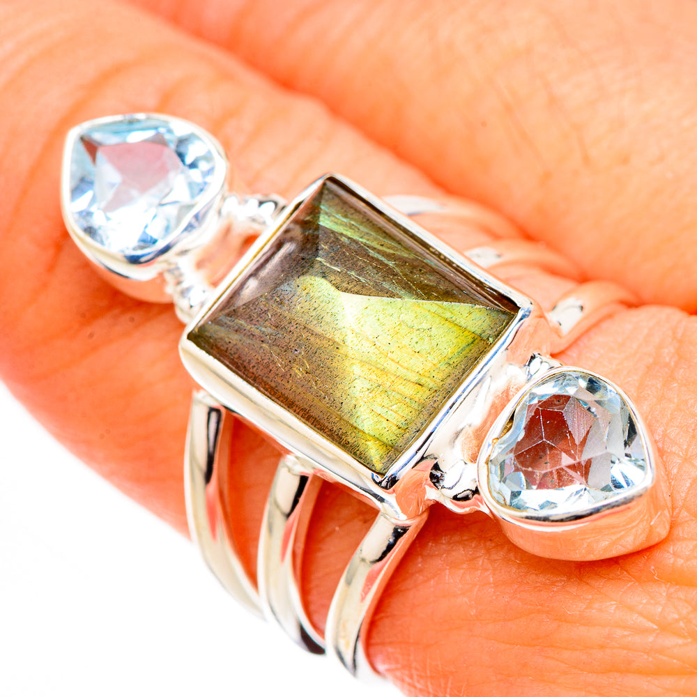 Labradorite, Blue Topaz Rings handcrafted by Anasilvercos - RING126754