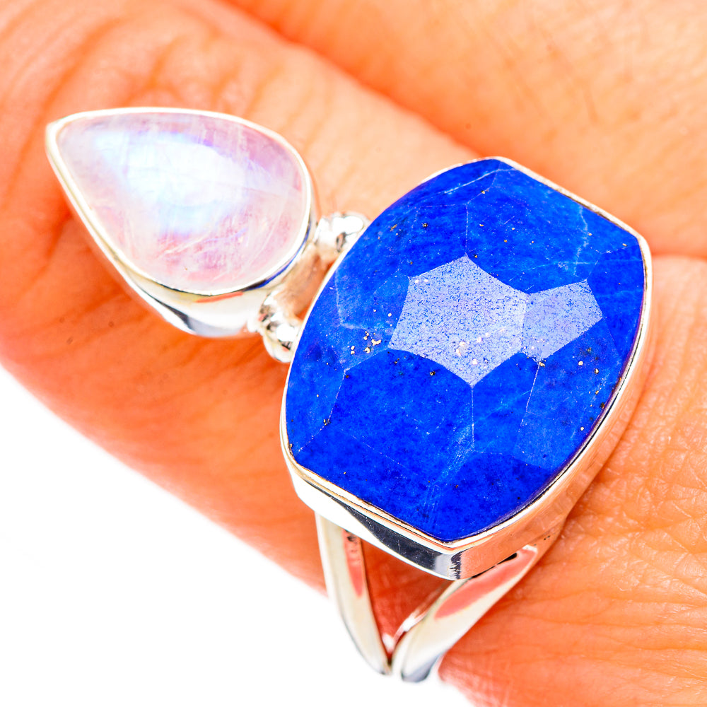 Lapis Lazuli, Rainbow Moonstone Rings handcrafted by Anasilvercos - RING126759