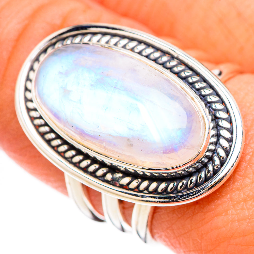 Rainbow Moonstone Rings handcrafted by Anasilvercos - RING126769