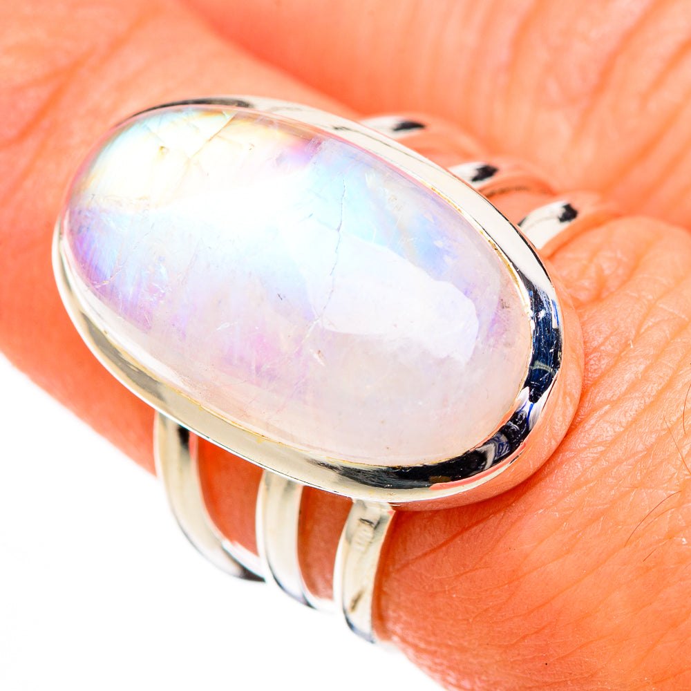 Rainbow Moonstone Rings handcrafted by Anasilvercos - RING126770