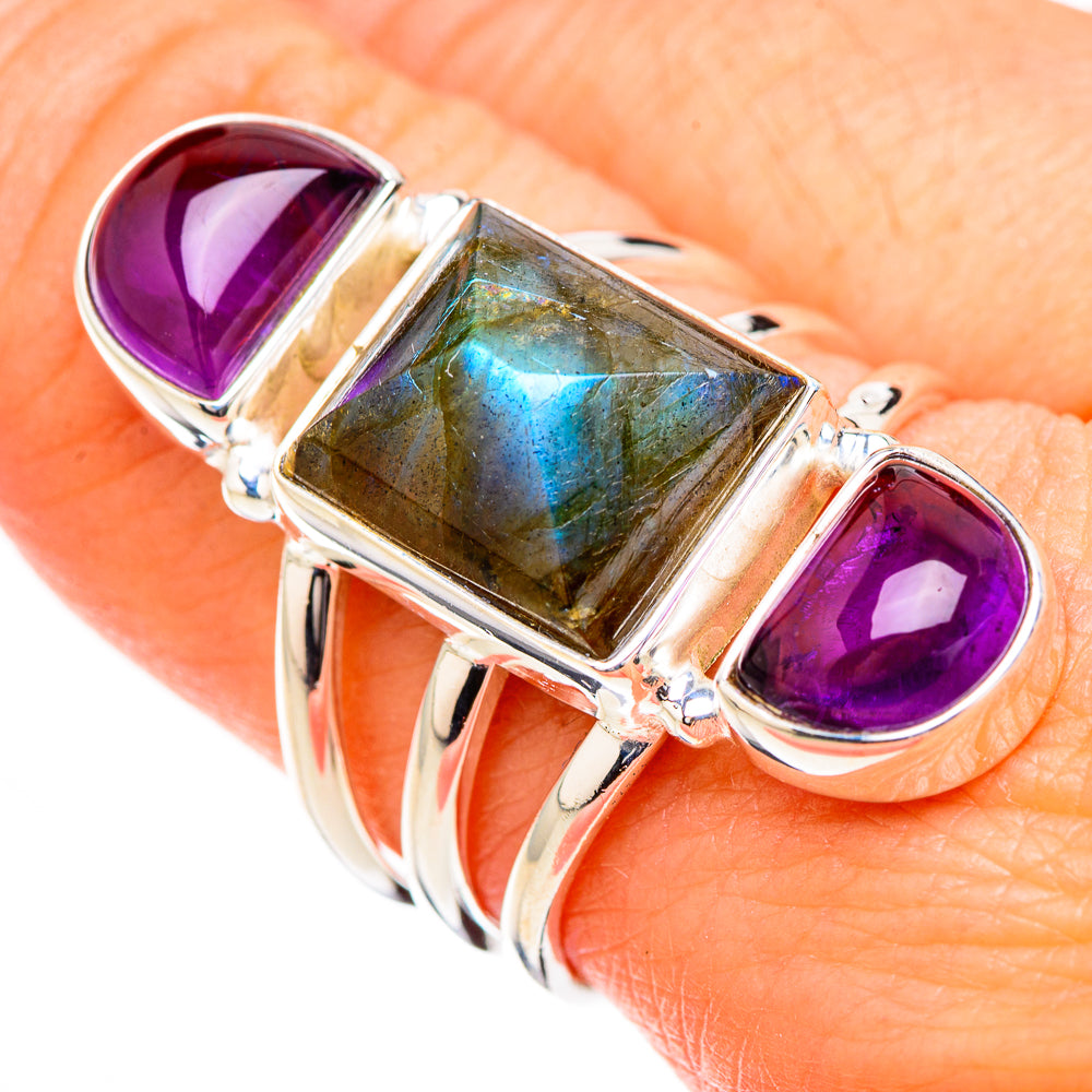 Labradorite, Amethyst Rings handcrafted by Anasilvercos - RING126772