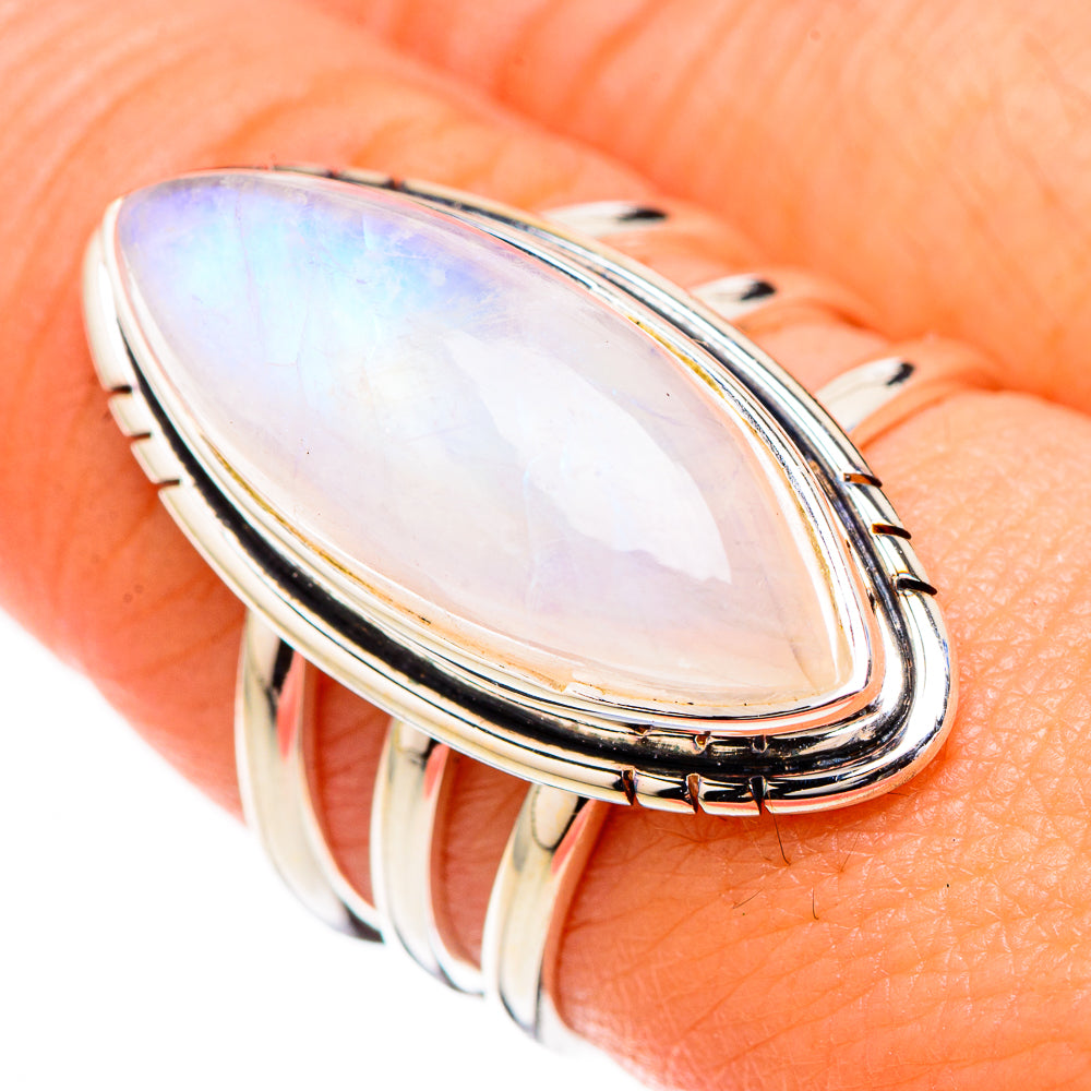Rainbow Moonstone Rings handcrafted by Anasilvercos - RING126786