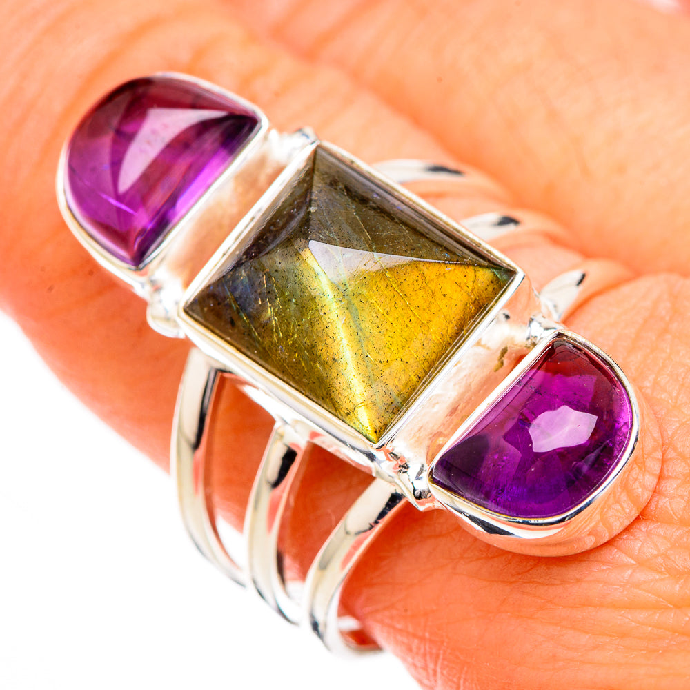 Labradorite, Amethyst Rings handcrafted by Anasilvercos - RING126787
