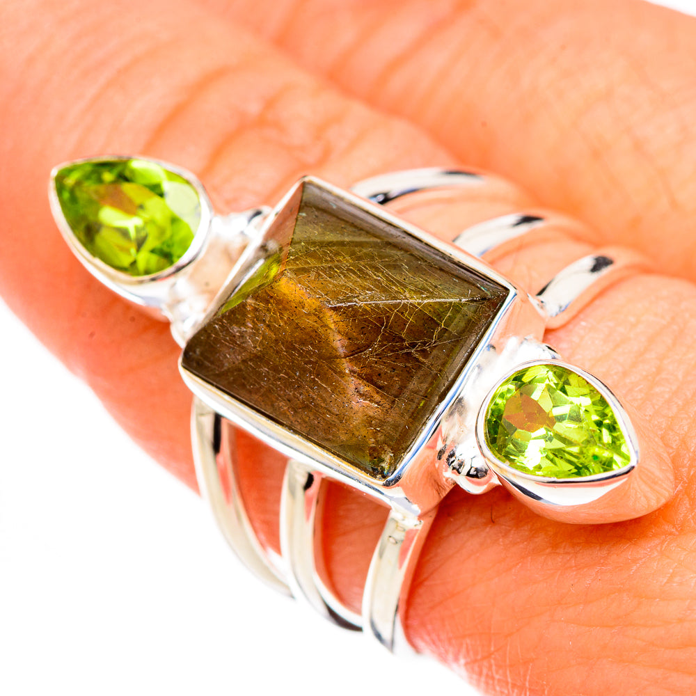Labradorite, Peridot Rings handcrafted by Anasilvercos - RING126801
