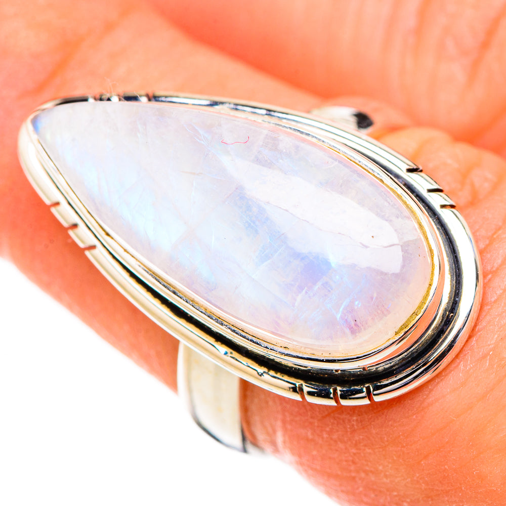 Rainbow Moonstone Rings handcrafted by Anasilvercos - RING126814