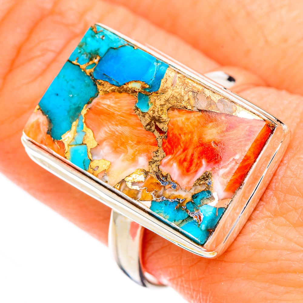 Spiny Oyster Turquoise Rings handcrafted by Anasilvercos - RING126816