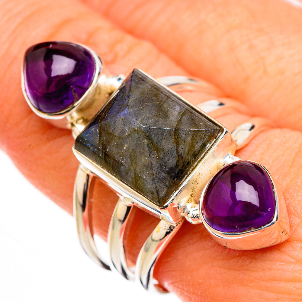 Labradorite, Amethyst Rings handcrafted by Anasilvercos - RING126866