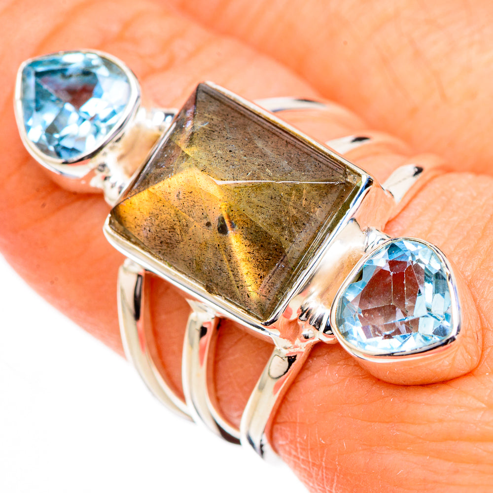 Labradorite, Blue Topaz Rings handcrafted by Anasilvercos - RING126868