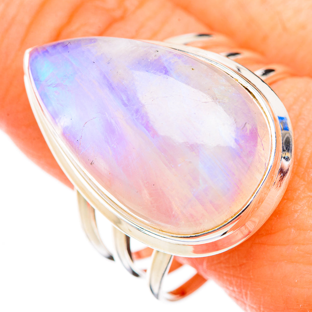 Rainbow Moonstone Rings handcrafted by Anasilvercos - RING126900