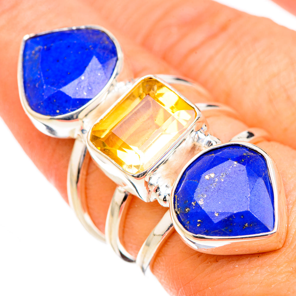 Lapis Lazuli, Citrine Rings handcrafted by Anasilvercos - RING126913