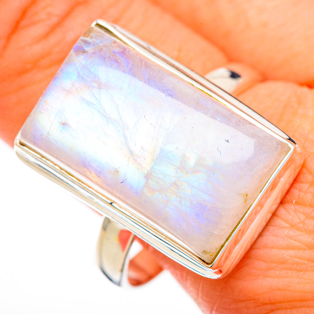 Rainbow Moonstone Rings handcrafted by Anasilvercos - RING126924