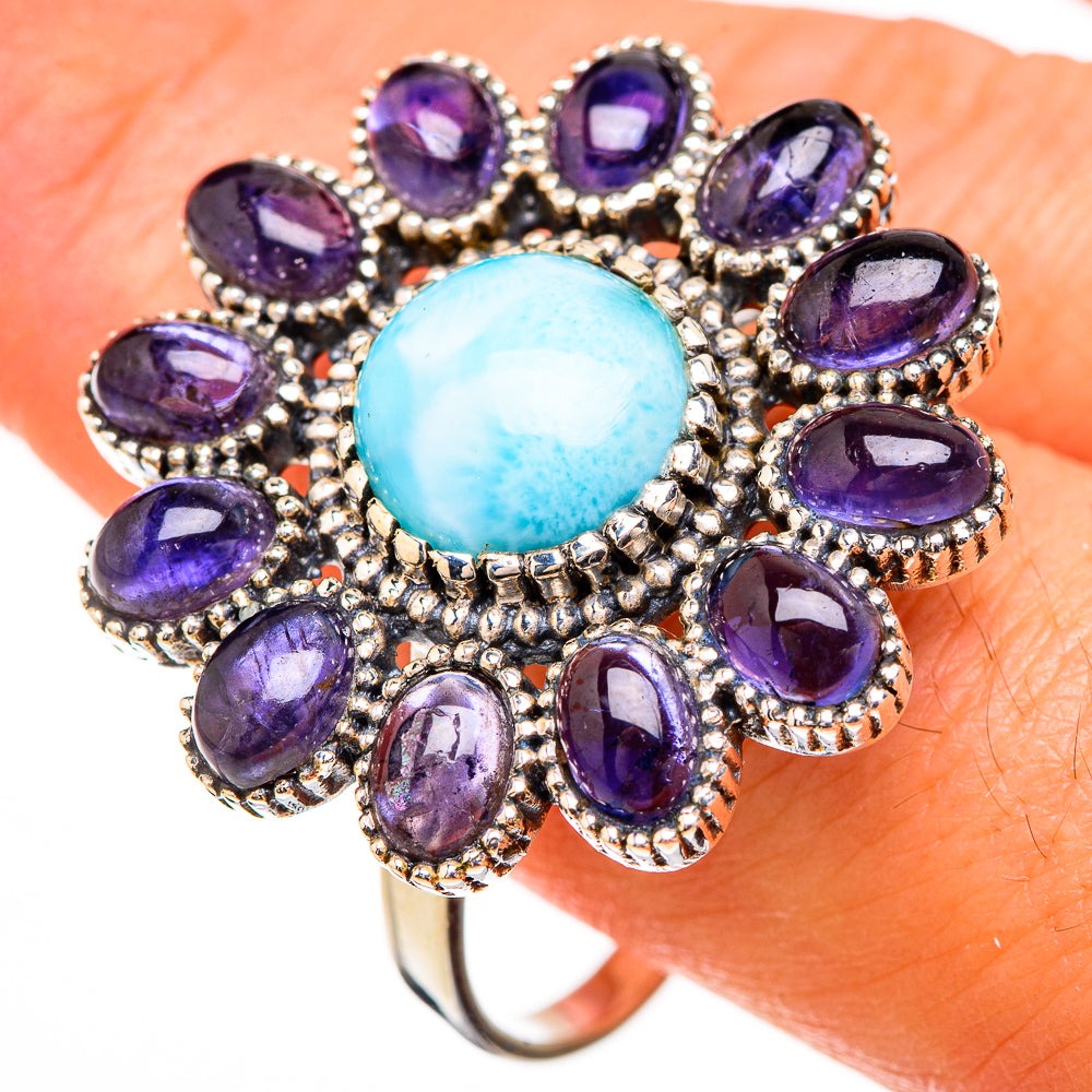 Larimar, Tanzanite Rings handcrafted by Anasilvercos - RING126927