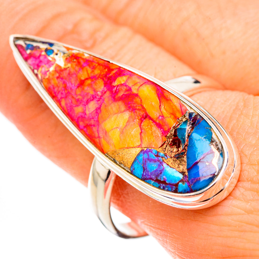Kingman Pink Dahlia Turquoise Rings handcrafted by Anasilvercos - RING126928