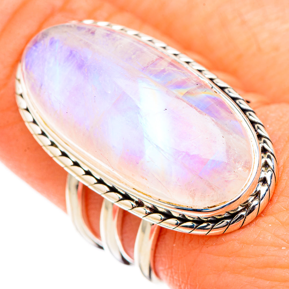 Rainbow Moonstone Rings handcrafted by Anasilvercos - RING126946