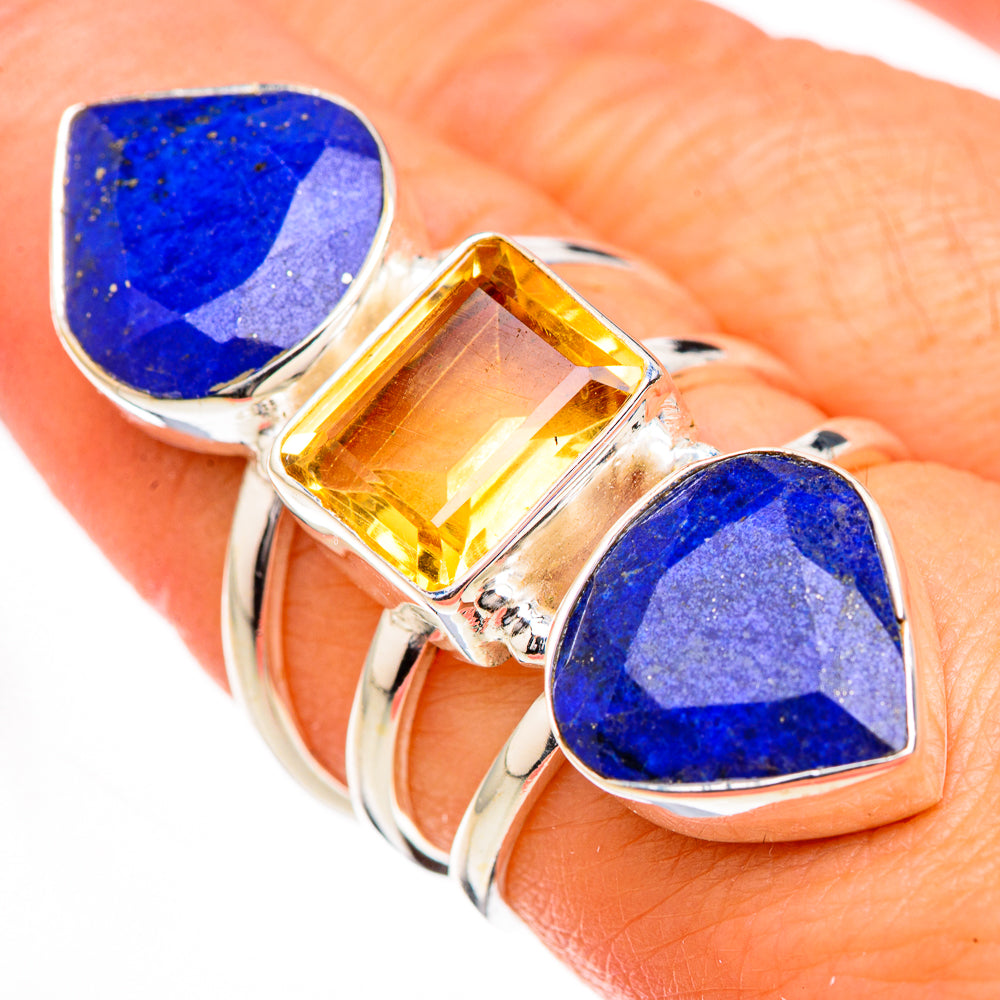 Lapis Lazuli, Citrine Rings handcrafted by Anasilvercos - RING126956