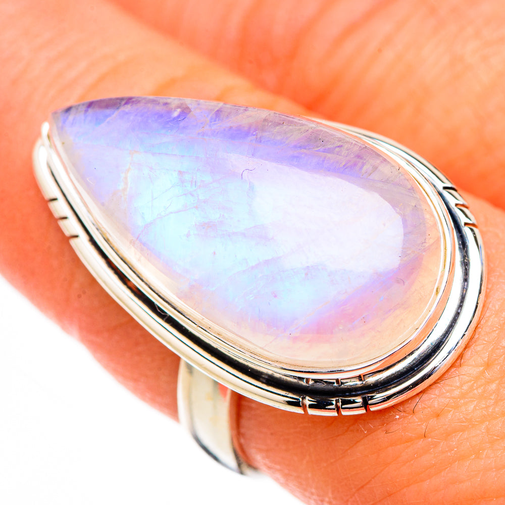 Rainbow Moonstone Rings handcrafted by Anasilvercos - RING126966