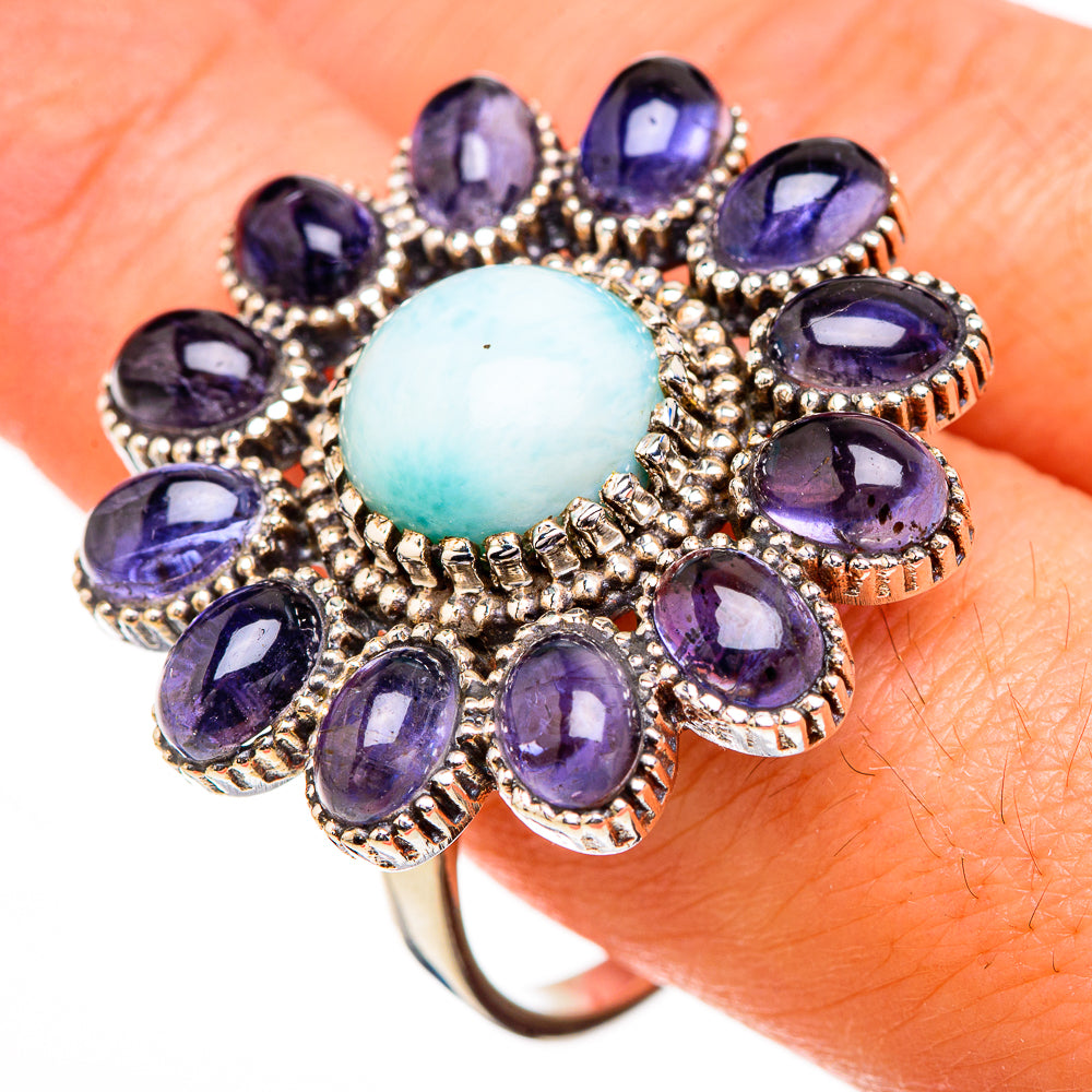 Larimar, Tanzanite Rings handcrafted by Anasilvercos - RING126968