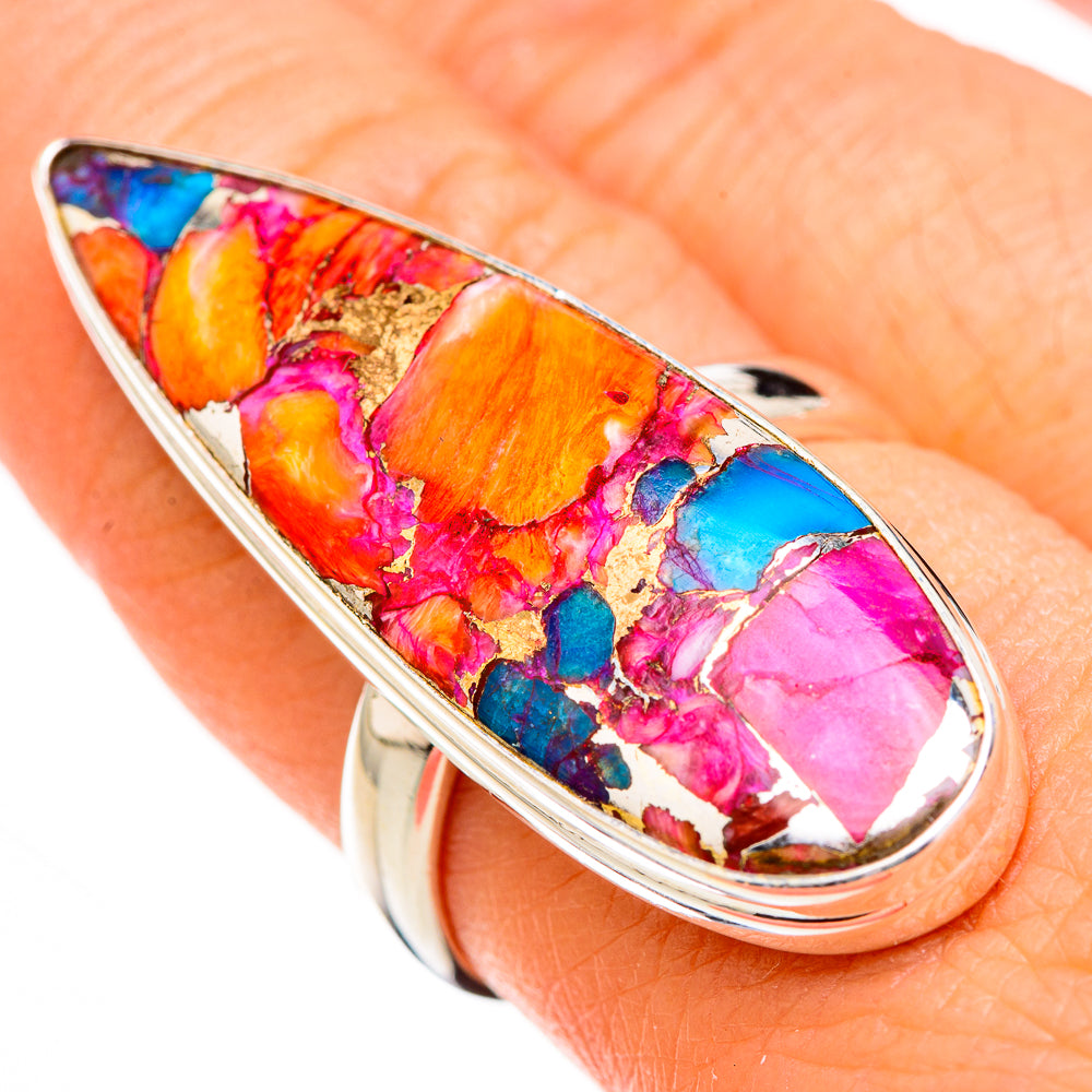 Kingman Pink Dahlia Turquoise Rings handcrafted by Anasilvercos - RING126971