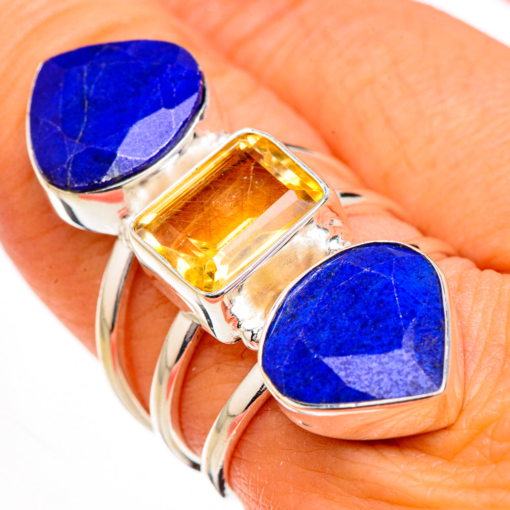 Lapis Lazuli, Citrine Rings handcrafted by Anasilvercos - RING126976