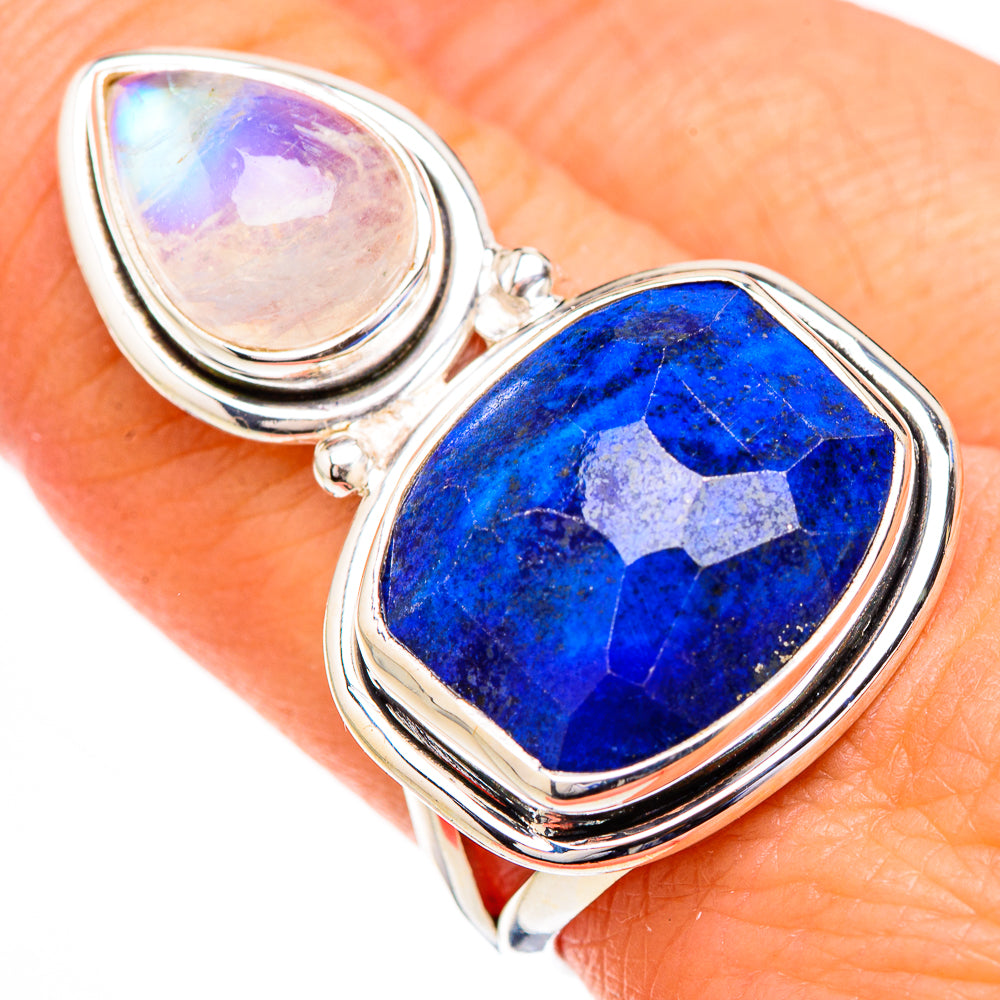 Lapis Lazuli, Rainbow Moonstone Rings handcrafted by Anasilvercos - RING126978