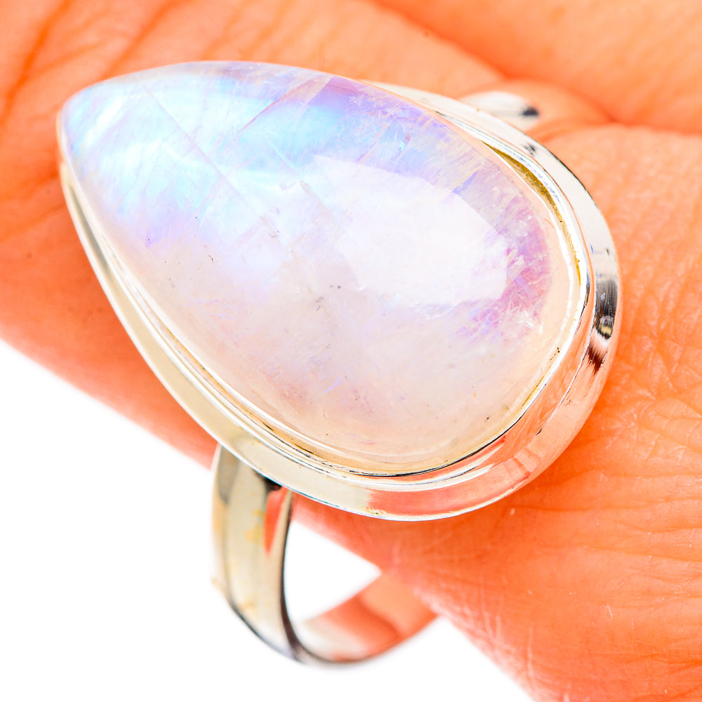 Rainbow Moonstone Rings handcrafted by Anasilvercos - RING126988