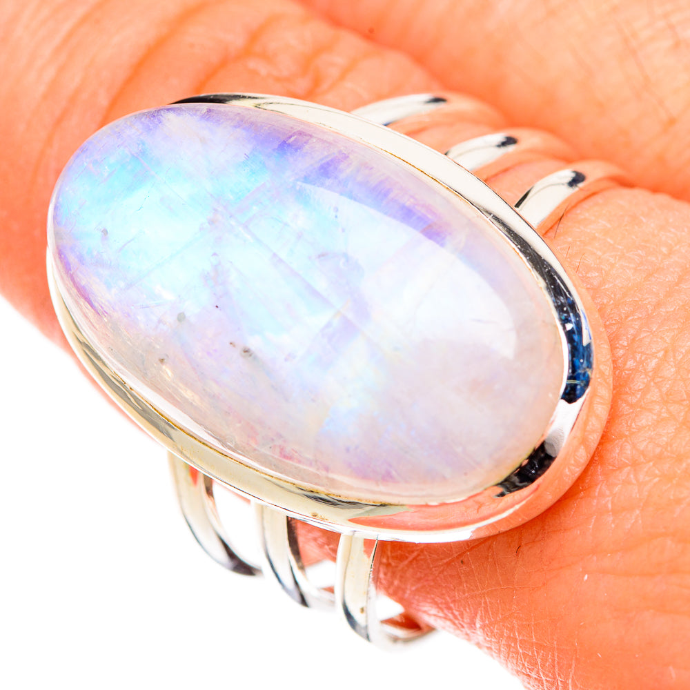 Rainbow Moonstone Rings handcrafted by Anasilvercos - RING126989