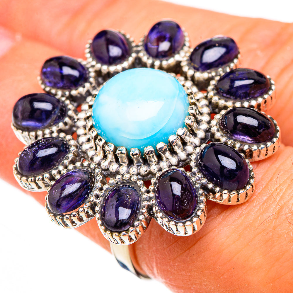 Larimar, Tanzanite Rings handcrafted by Anasilvercos - RING126990