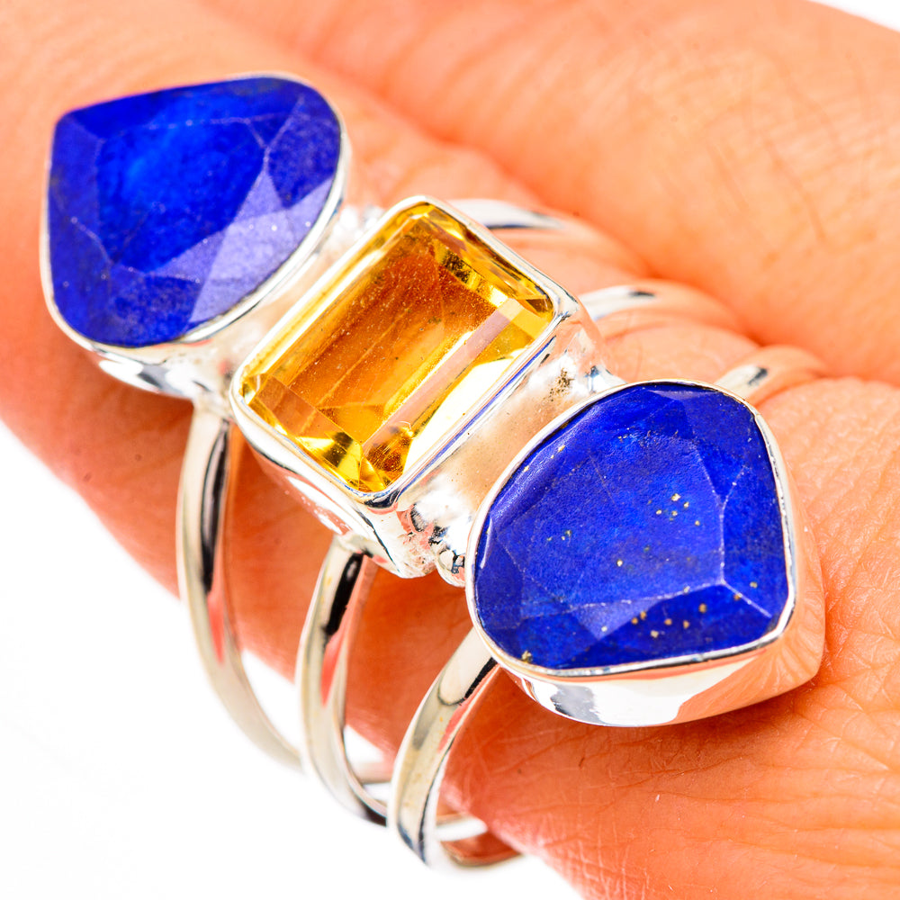 Lapis Lazuli, Citrine Rings handcrafted by Anasilvercos - RING126996