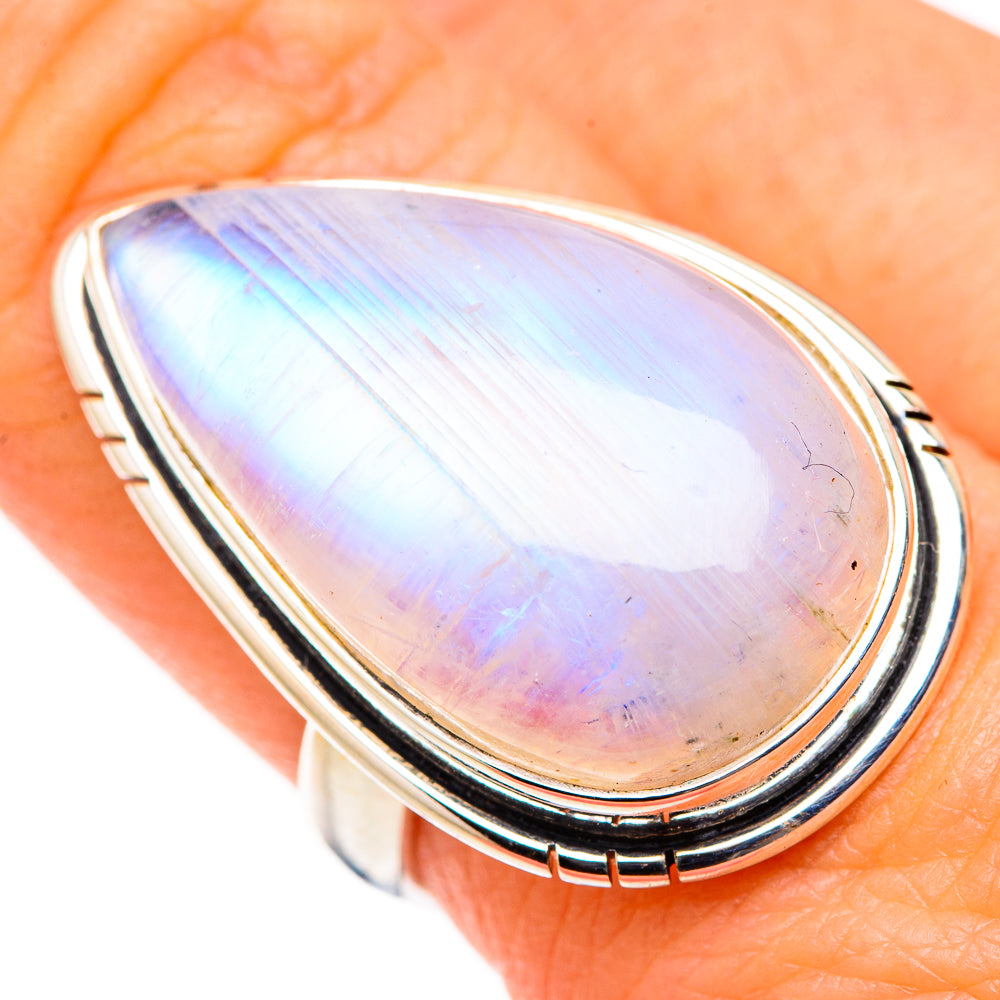 Rainbow Moonstone Rings handcrafted by Anasilvercos - RING127031