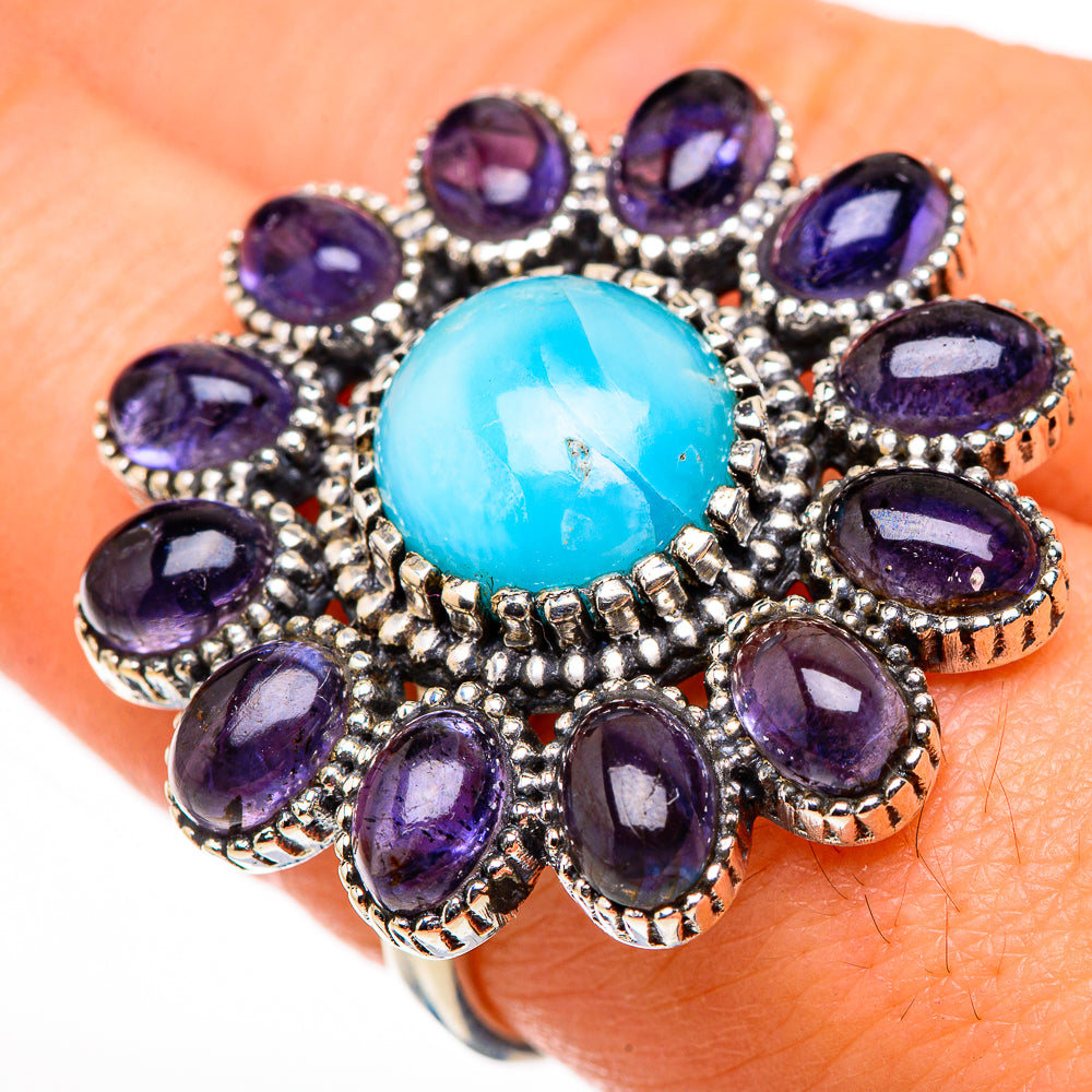Larimar, Tanzanite Rings handcrafted by Anasilvercos - RING127033