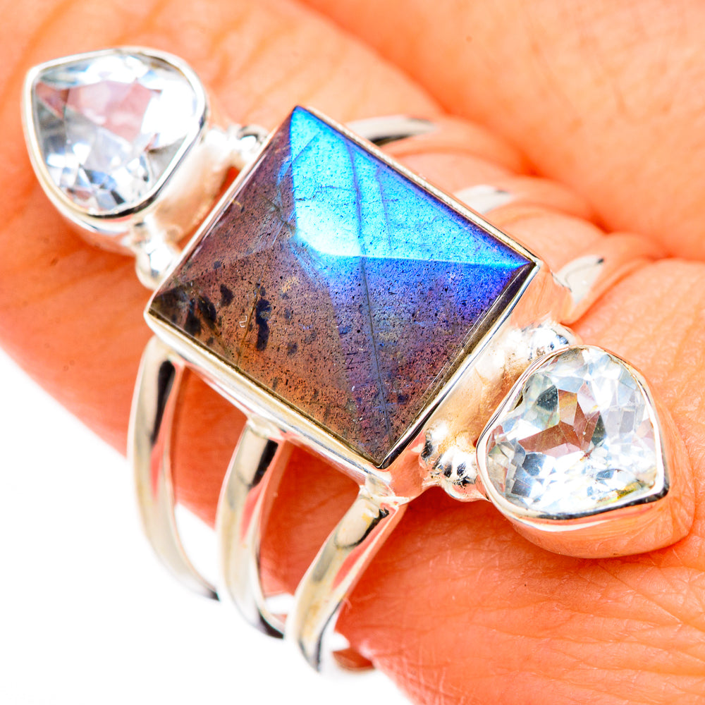 Labradorite, Blue Topaz Rings handcrafted by Anasilvercos - RING127038
