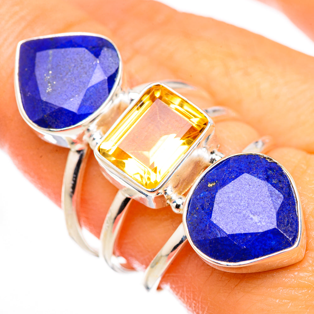 Lapis Lazuli, Citrine Rings handcrafted by Anasilvercos - RING127039
