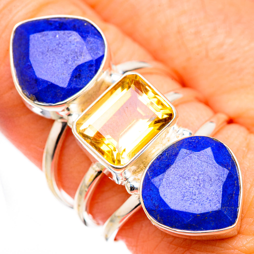 Lapis Lazuli, Citrine Rings handcrafted by Anasilvercos - RING127056