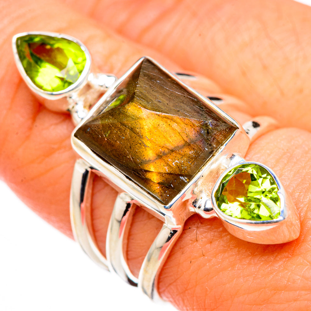 Labradorite, Peridot Rings handcrafted by Anasilvercos - RING127069