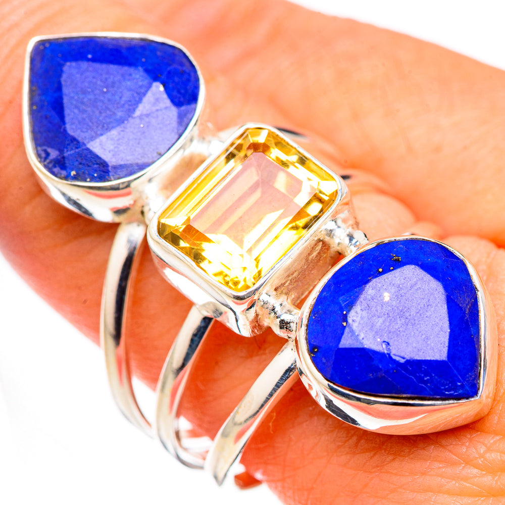 Lapis Lazuli, Citrine Rings handcrafted by Anasilvercos - RING127070